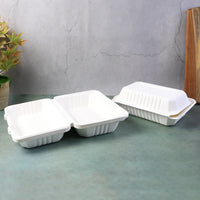 Fresheeclamshell Takeaway Compostable Bagasse Food Box 9x6x3 Inch  10 Pcs Pack
