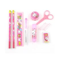 10 Pcs Set Stationary Set Including Pencil Ruler Rubber Pencil Sharpener Glue Ballpoint Pen Scissors Pencil Cover School Office Product Gift - LootFaat