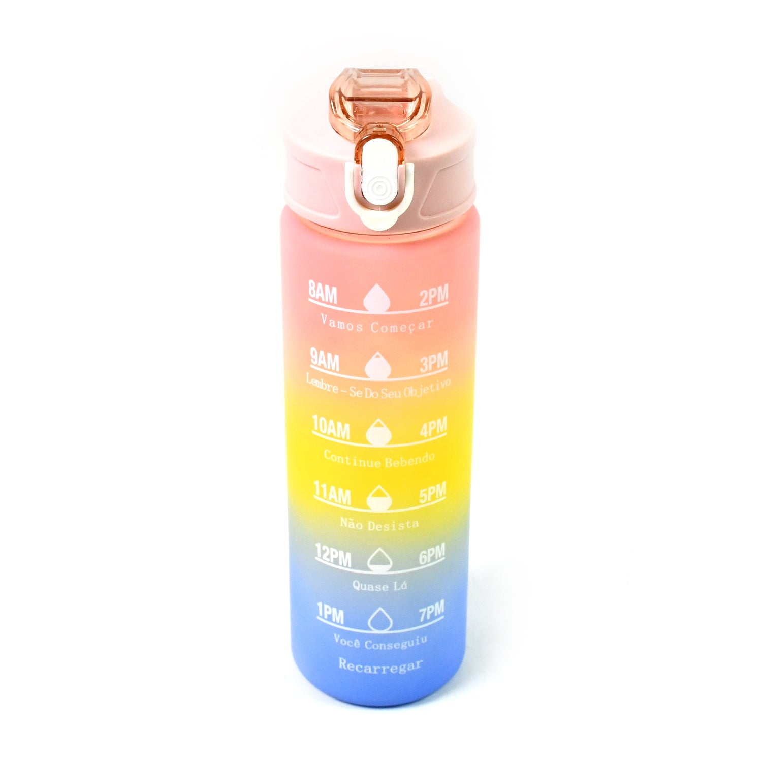 Plastic Colorful Motivational Water Bottle With Straw (900 Ml) - LootFaat