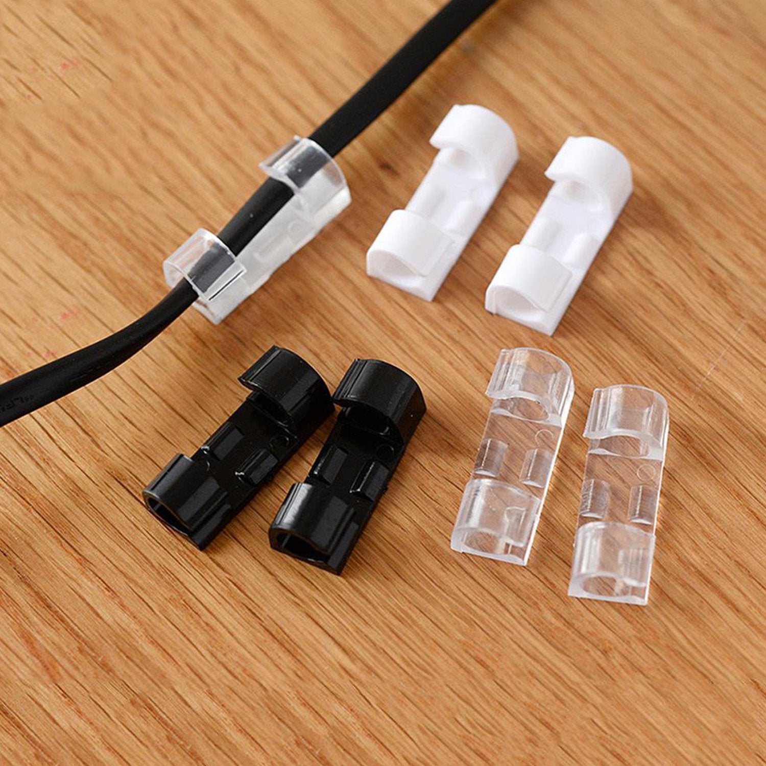 Self Adhesive Cable Clips Wire Manage Holder Sticky Mount-round Plastic Cable Cord - LootFaat