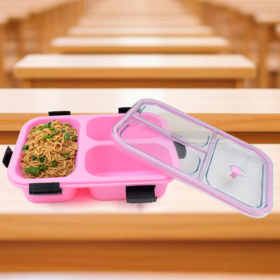 Plastic 3 Compartment Insulated Lunch Box Lunch Box (1 Pc) - second image