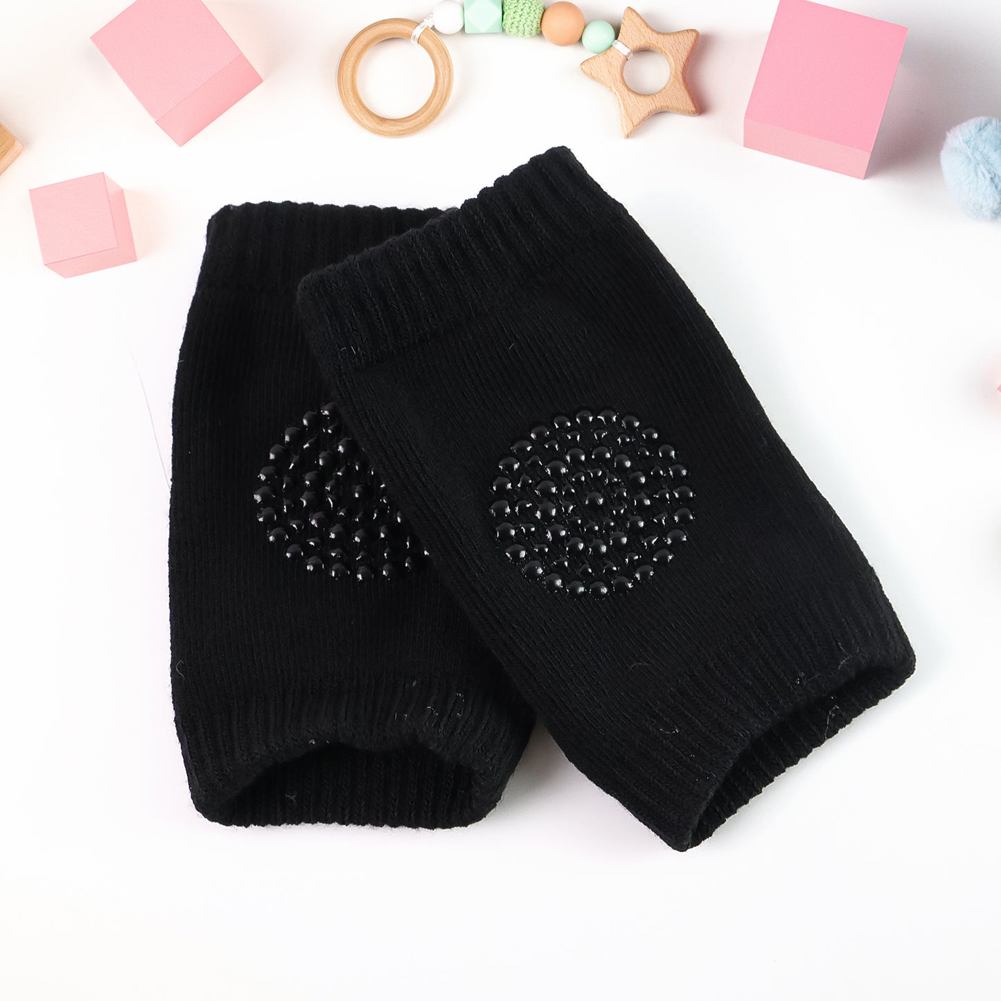 Black Wool Knit Toddler Leg Warmers - Knee Protection