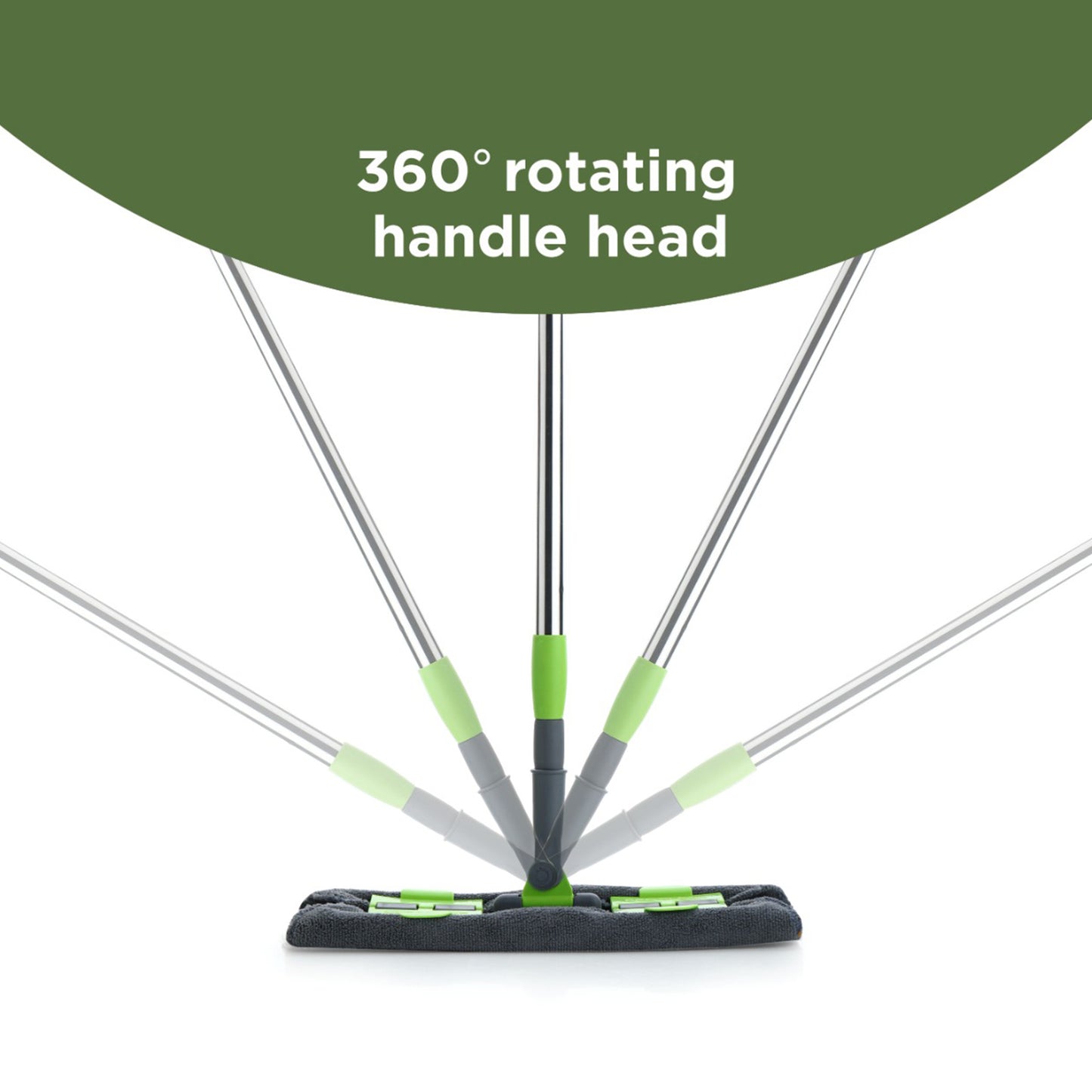 Microfiber Flat Floor Mop - 360° Rotating Head, Telescopic Handle - Wet & Dry Cleaning