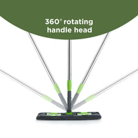 Microfiber Flat Floor Mop - 360° Rotating Head, Telescopic Handle - Wet & Dry Cleaning