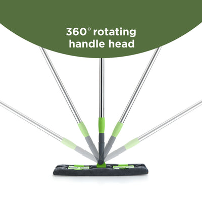 Microfiber Flat Floor Mop - 360° Rotating Head, Telescopic Handle - Wet & Dry Cleaning