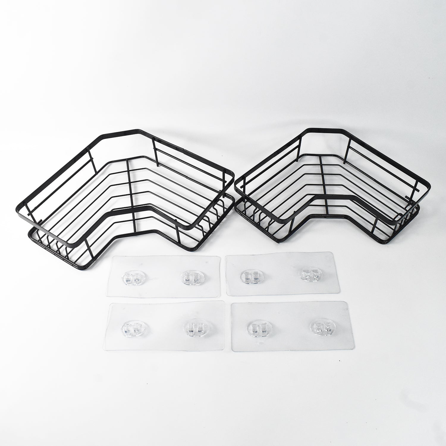 Iron Coating Self-adhesive Corner Shelf Organizer (2 Pc) - LootFaat