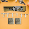 Stainless Steel Utensil Hanger Rail Nail Free Wall Mount With 2 Magic Stickers  6 Plastic Hooks For Kitchen