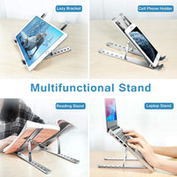 Laptop Stand For Desk  Metal Portable Laptop Stand With 6 Adjustable Angles  Laptop Riser Phone And Tablet Stand  Compatible For All Laptop - LootFaat