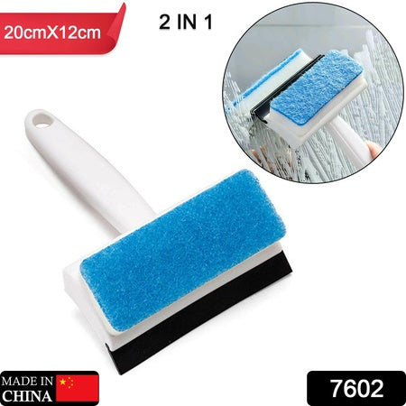 2 In 1 Glass Wiper Cleaning Brush Mirror Grout Tile Cleaner Washing Pot Brush Double-sided Glass Wipe Bathroom Wiper Window Glass Wiper - LootFaat