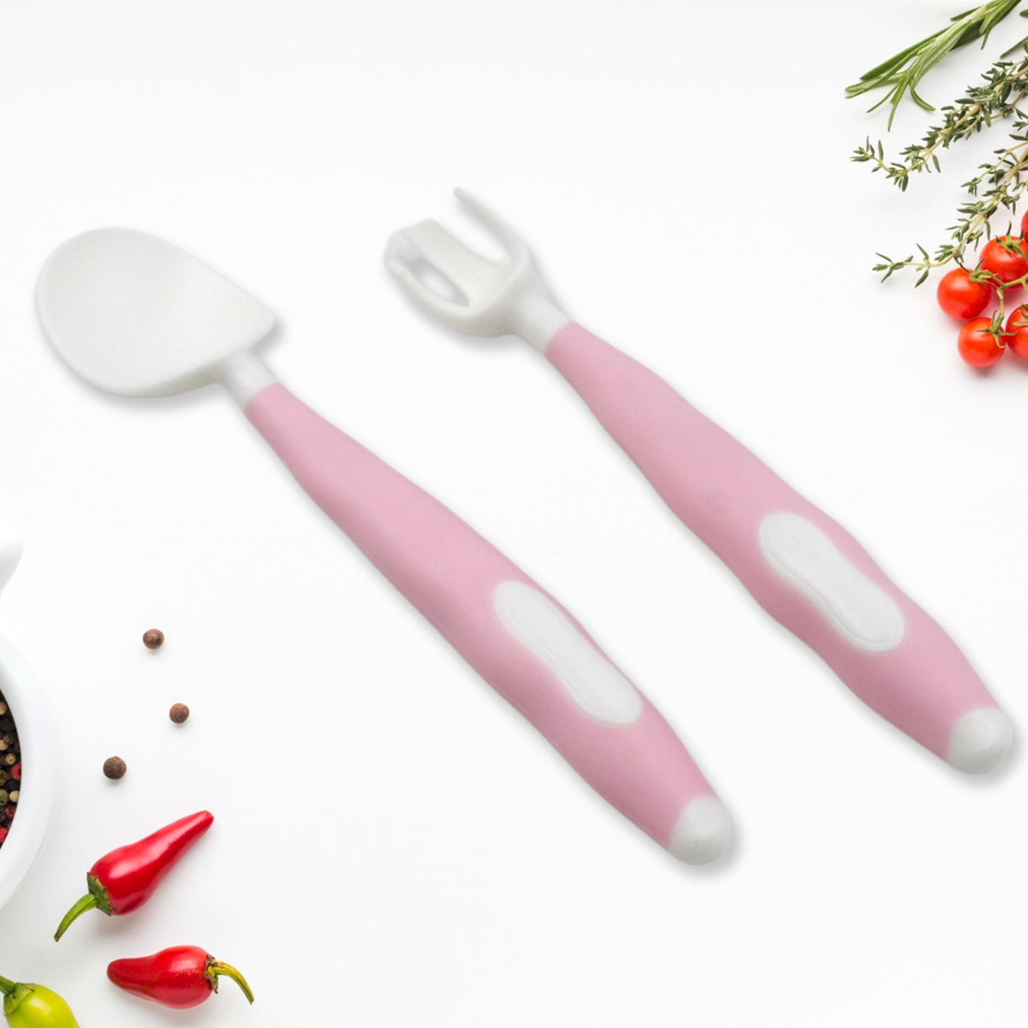 Silicone Bendable Kids Feeding Spoons And Forks Toddler Utensils With Travel Case Baby Spoon And Fork Set For Self-feeding Learning Bendable Handle For Kid Children Toddlers (2 Pc Set) - LootFaat