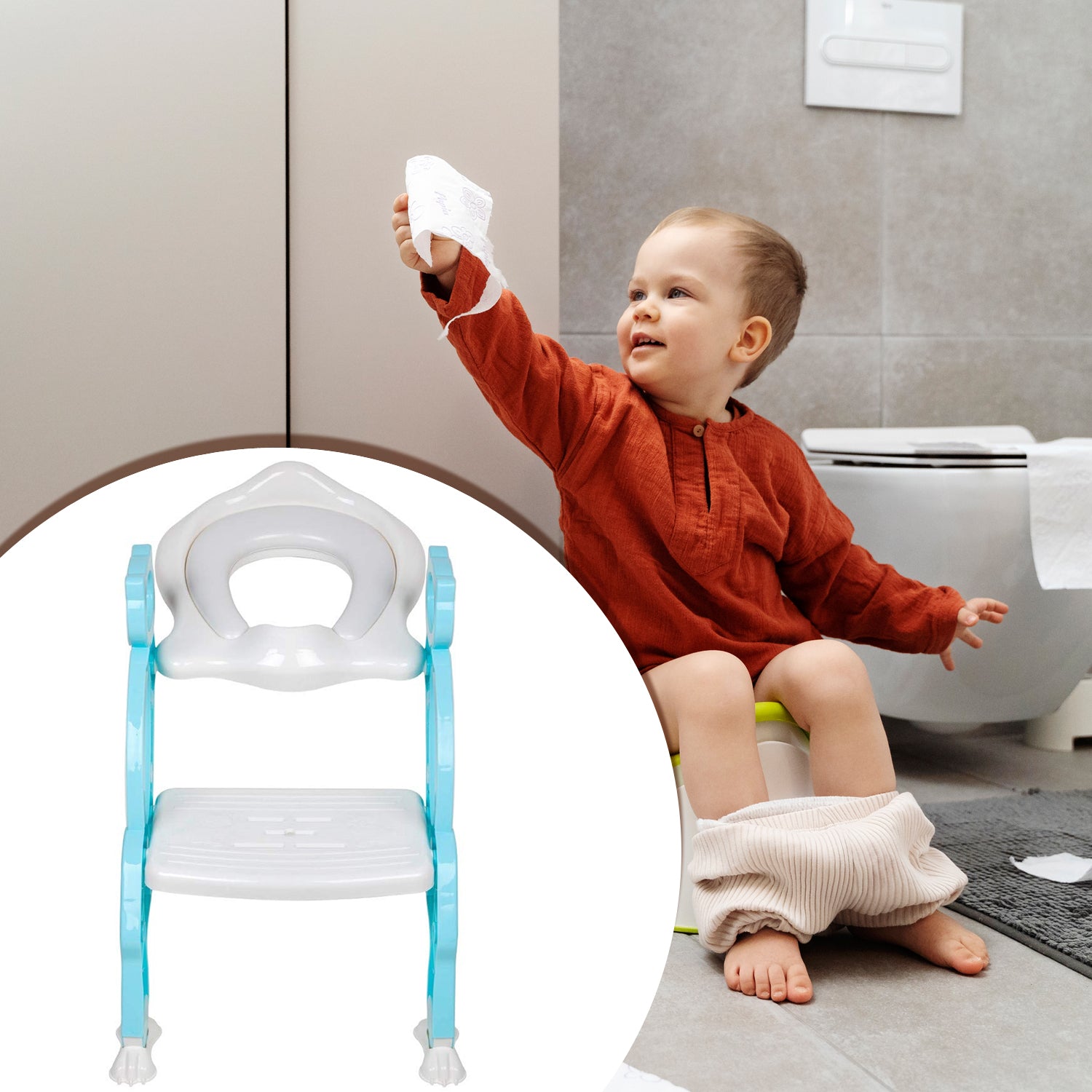 2 In 1 Potty Training Toilet Seat With Step Stool Ladder For Boy And Girl Baby Toddler Kid Childrens Toilet Training Seat Chair With Soft Padded Seat And Sturdy Non-slip Wide Step Make Potty Easier For Your Kids (Multi-color) - LootFaat