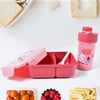 Leakproof 2-Compartment Lunch Box with Bottle & Fork - Mix Color