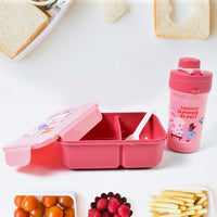 Plastic Lunch Box Leak Proof 2 Compartment With Bottle And Fork (1 Set  Mix Color) - LootFaat
