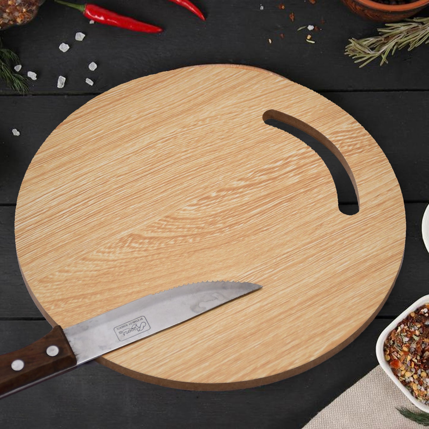 7123 Wooden Round Chopping Board  For Chopping Fruit  Vegetable
