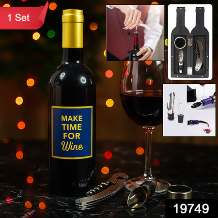 Premium Wine Bottle Shape Bar Accessory Gift Set