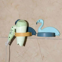 Hair Dryer Wall Mount Holder Organiser Stand With Hooks For Bathroom Storage - LootFaat
