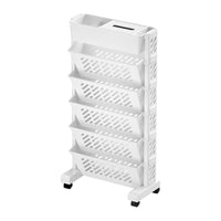 5-Tier Rolling Bookshelf Organizer - Rotatable Plastic Storage Rack