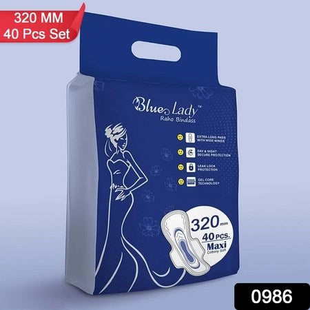 Blue Lady Extra Long Pads With Wides Wings Sanitary Pads  320 Mm 40-pack - LootFaat