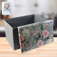 Premium Foldable Storage Box With Floral Lid (1 Pc)