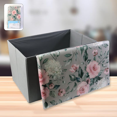 Premium Foldable Storage Box With Floral Lid (1 Pc)