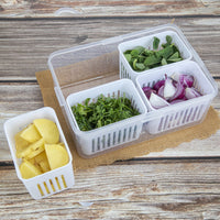 Fridge Storage Container with Drain | Vegetable & Food Organizer (1 Pc)