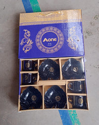 A One Ceramic Tea  Cups  Mug Set With Leaf Shape Serving Bowl (8 Pcs Set)