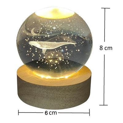 3D Crystal Ball Fish Lamp - Night Light with Wooden Base - second image