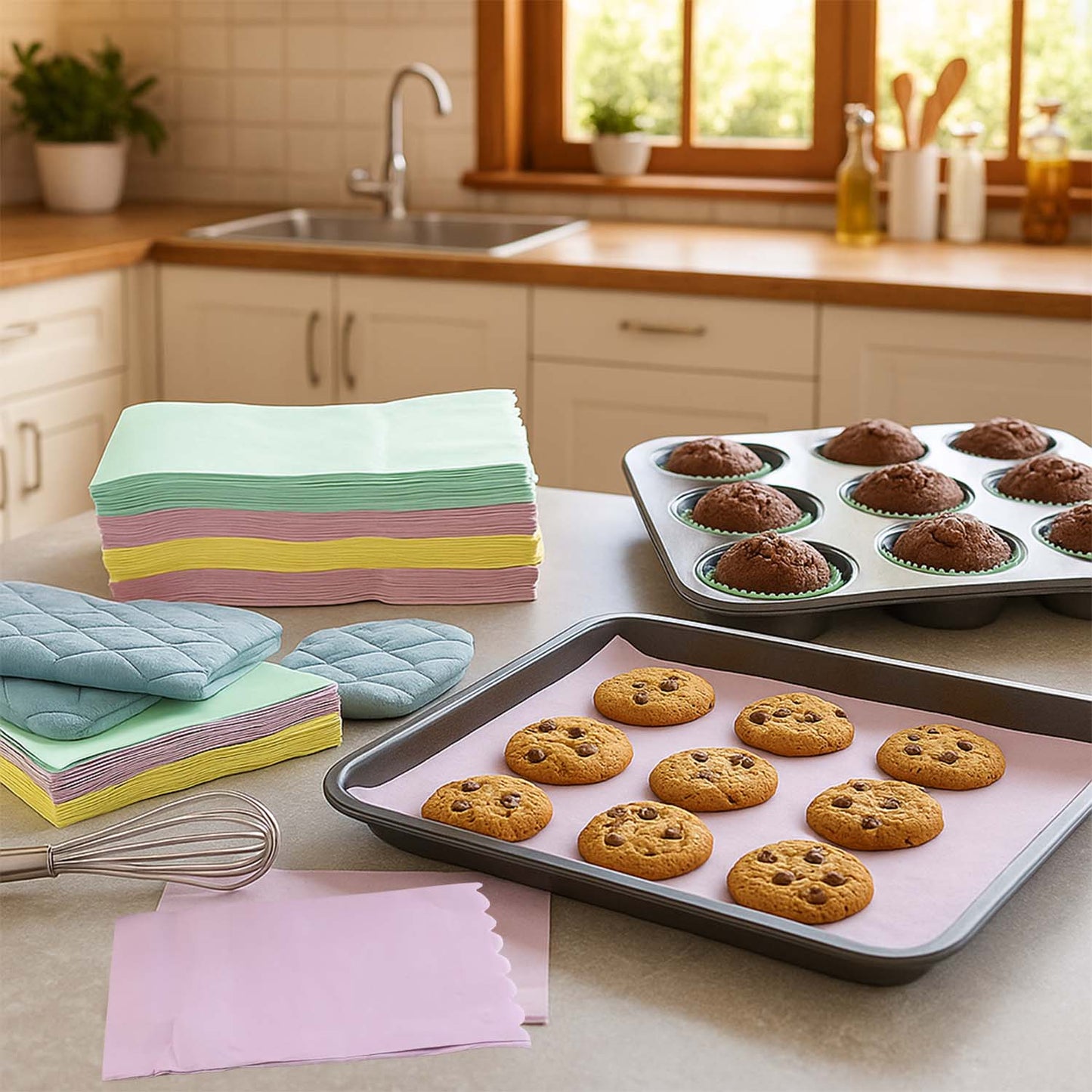 Multicolor Decorative Baking Paper Sheets (38 X 33 Cm  200 Pc)