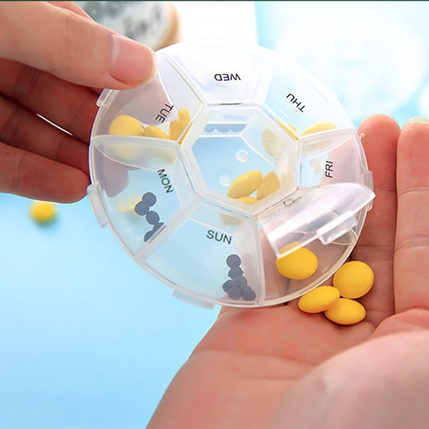 7-sided Portable Pill Box Medicine Planner Small Case - LootFaat