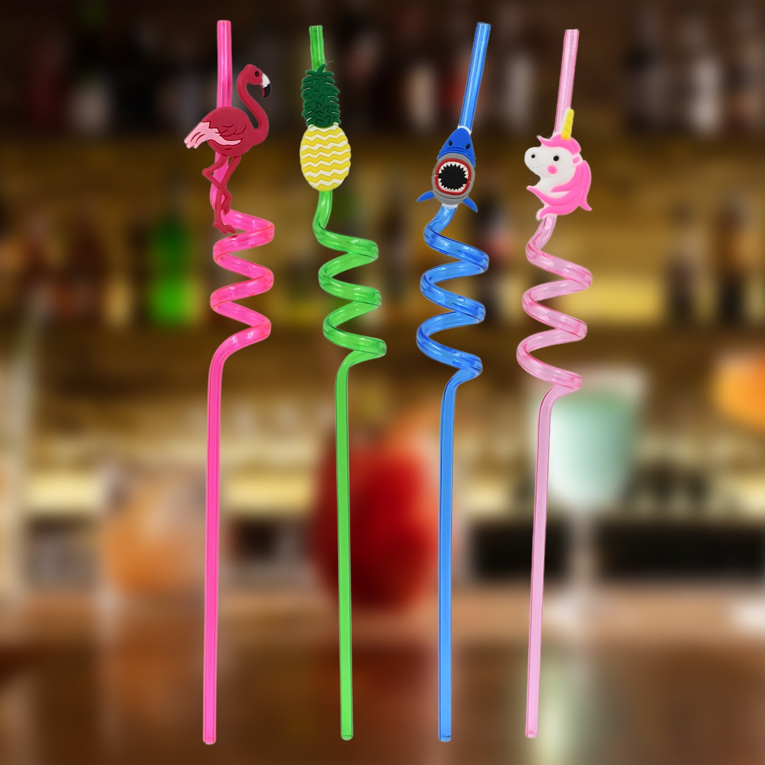 Childrens Plastic Straws Reusable Plastic Straws (12 Pcs Set  Mix Design) - LootFaat