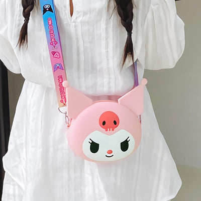 Cute Cartoon Girl Mini Silicone Shoulder Bag - Kids Purse Handbag