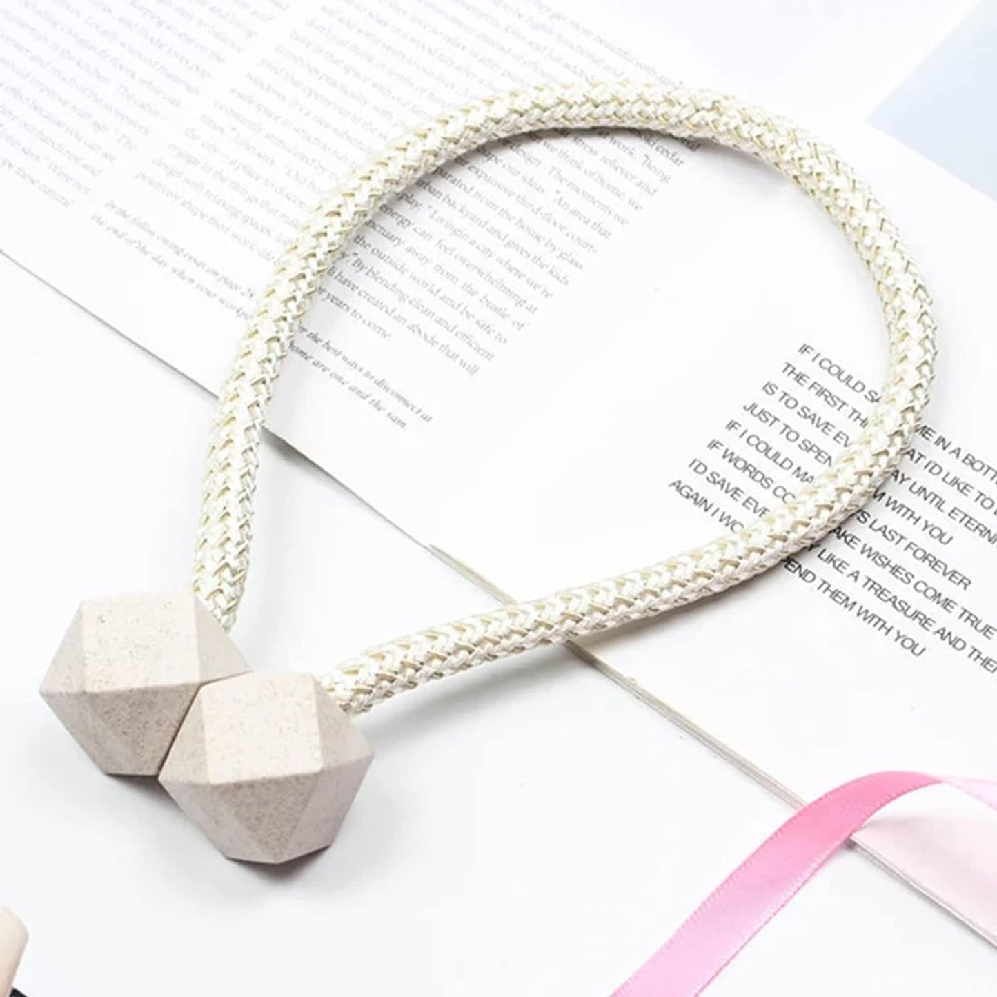 Home Plastic Curtain Tiebacks Straps Buckle Clips Rope Straps Window Curtain Bracket Decoration Pearl Decorative Rope Holdback Holder For Window (2 Pc) - LootFaat