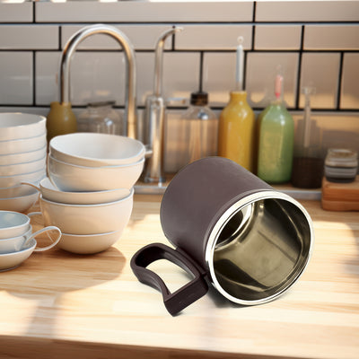 Coffee Mug With Lid And Handle-plastic Covered Stainless Steel Mug (Random Color Approx 200 Ml) - second image