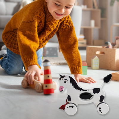 Pull Along Horse Toy for Toddlers - Developmental Walking Toy - second image