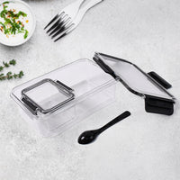 Plastic Kitchen Storage Container Big 800 Ml  Small 250 Ml With Air Seal Lock Lid  Spoon