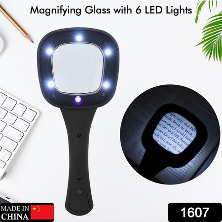 Handheld Magnifying Glass 6 Led Illuminated Lighted Magnifier For Seniors Reading Soldering Inspection Coins Jewelry Exploring - LootFaat