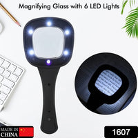 Handheld Magnifying Glass 6 Led Illuminated Lighted Magnifier For Seniors Reading Soldering Inspection Coins Jewelry Exploring - LootFaat