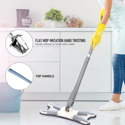 Hands-Free Squeeze Flat Mop - 360° Microfiber Floor Cleaning System