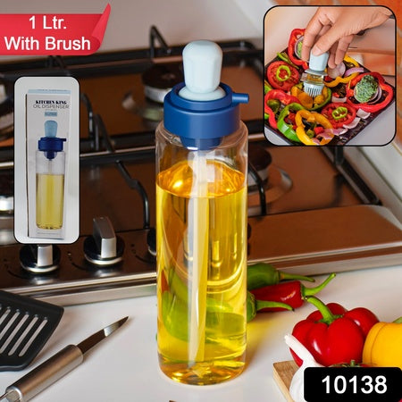 2 In 1 Transparent Oilar Dispenser With Silicone Oil Dropper Nozzle (1 Pc  With Brush  1 Ltr.) - LootFaat