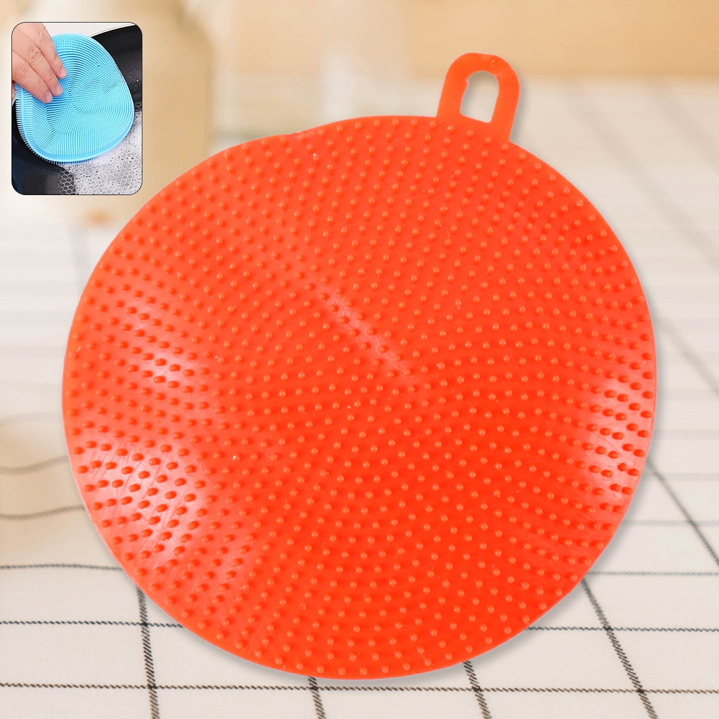 Red Silicone Dish Scrubber Sponge Mildew Free Non Stick Heat Resistant