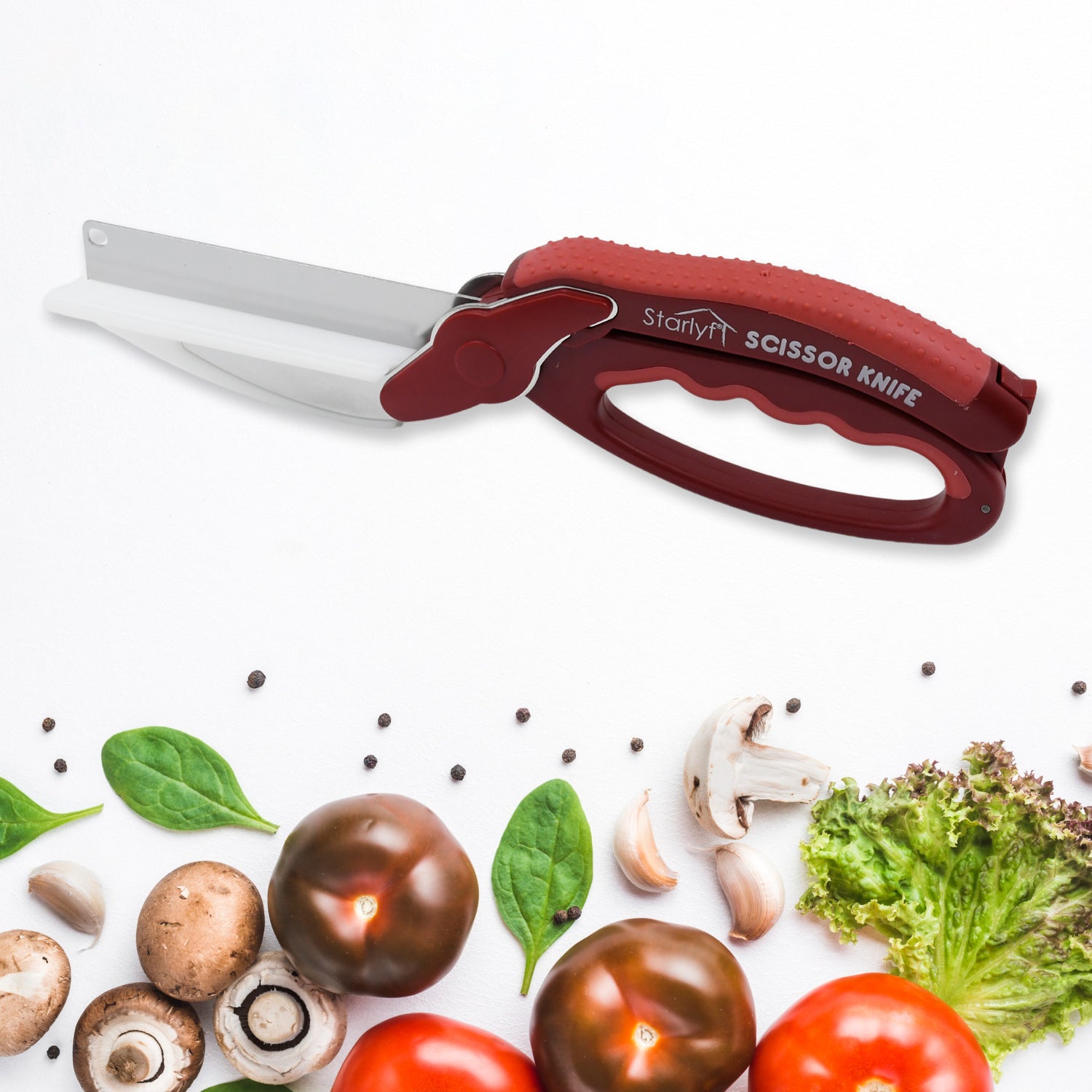 2 In 1 Kitchen Knife Scissor With Spring Locking Hinge And Chopping Board (1 Pc  With Card Packing) - LootFaat