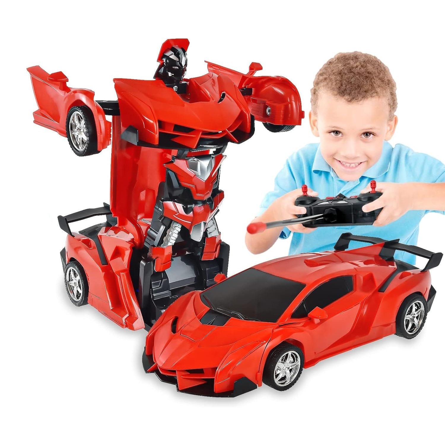 2 In 1 Automatic Robot Converted Remote Control Car With Light Scale 360drifting Deformation Robot Car Toy Kids Boys Robot Convertunique Toy For Boys (1 Pc) - LootFaat