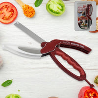 2 In 1 Kitchen Knife Scissor With Spring Locking Hinge And Chopping Board (1 Pc  With Card Packing) - LootFaat