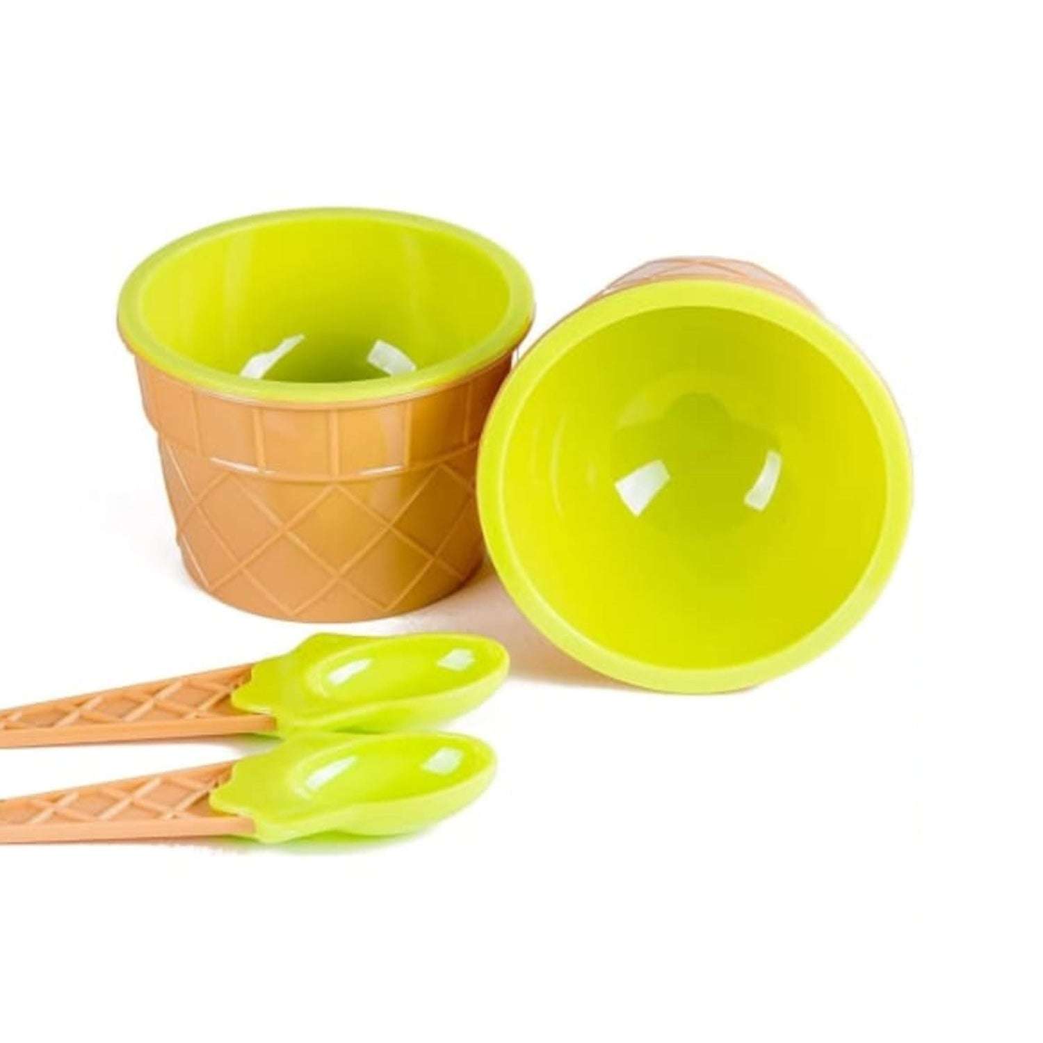 Ice-cream Waffle Spoon Bowel Cup Set  Premium Ice Cream Set  Ice-cream Bowel With Spoon 2pc Couple Bowl Set - LootFaat