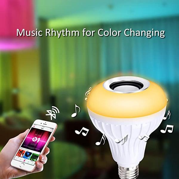 Wireless Bluetooth Sensor 12w Music Multicolor Led Bulb With Remote Controller - LootFaat