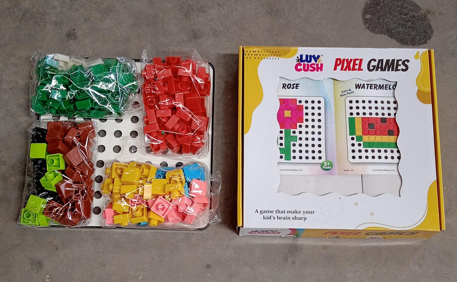 Pixel Cubes Toy For Children Early Education Pixel Game Educational Board Games Board Birthday Gift For Kids Learning Math Toy Brain Games Math Puzzle (Approx 180 Cubes With Pixel Board  Book) - LootFaat