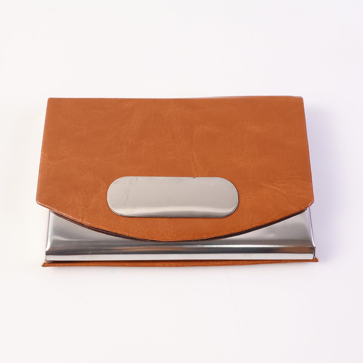 Leather  Stainless-steel Business Card Holder (1 Pc)