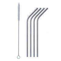1733 Reusable Stainless Steel Drinking Straws Bent (4 Bent Straws 1 Brush)
