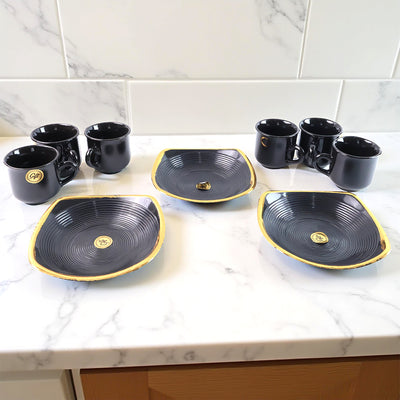 8237 Sweet Buzz Ceramic Tea  Cups  Mug Set With Seashell Shape Serving Bowl Milk Cup Coffee Cup Tea Cup Breakfast Cup Drinking Mug Or Outdoor For Household Gift For Birthday Wedding Party (8 Pcs Set) - second image