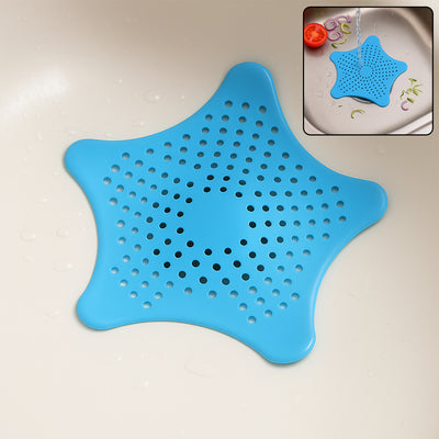 Aqua Blue Silicone Star Shaped Sink Filter Bathroom Hair Catcher Drain Strainers For Basin